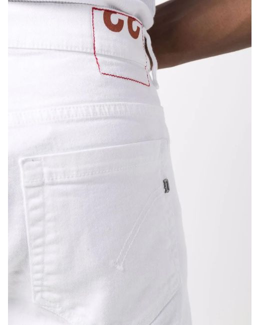 Dondup White Cropped Slim-Cut Jeans for men