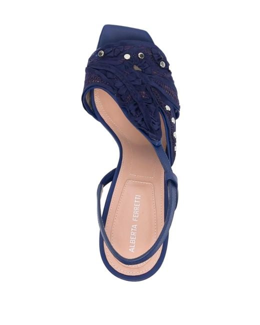 Alberta Ferretti Blue 100Mm Stud-Embellished Sandals
