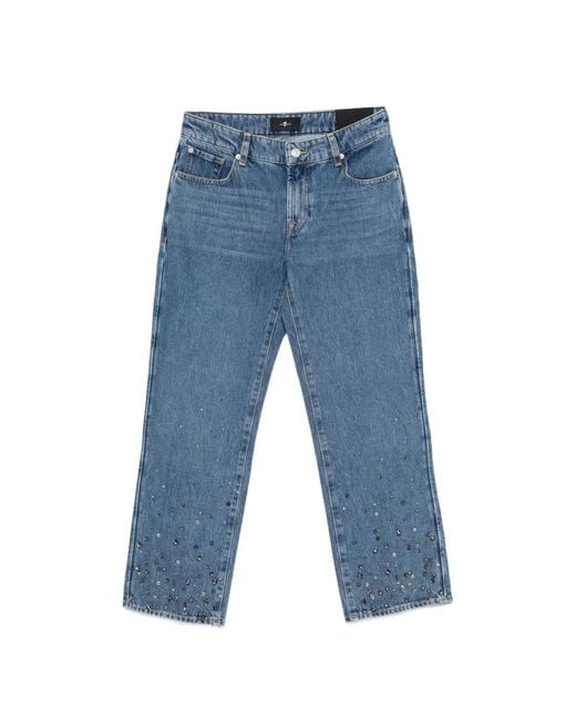7 For All Mankind Blue Calie Embellished Jeans
