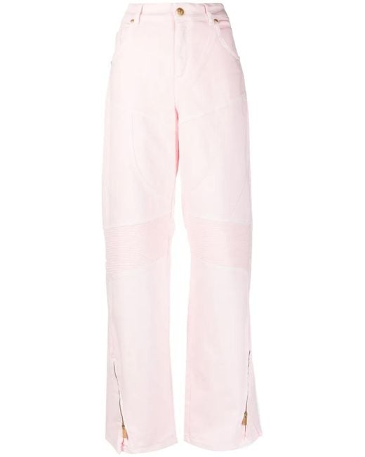 Blumarine Pink Mid-Rise Wide-Leg Jeans