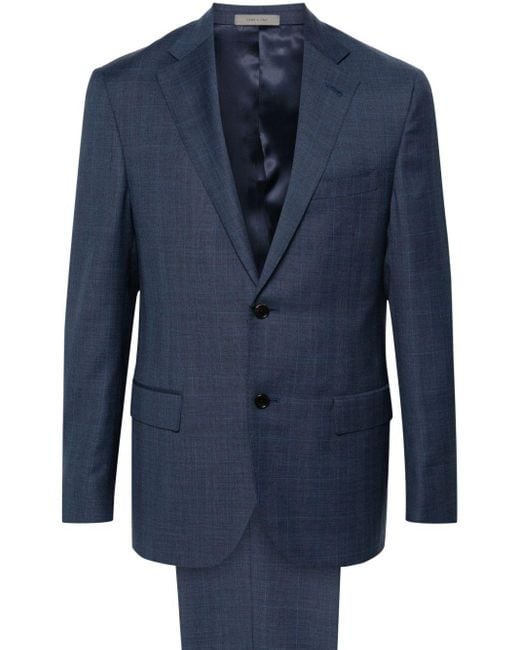 Corneliani Blue Prince-of-wales-check Wool Suit for men