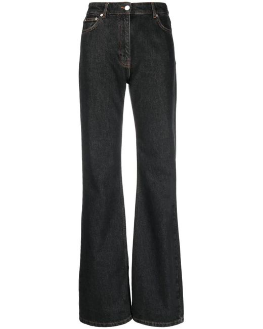 Moschino Black Mid-Rise Wide-Leg Jeans