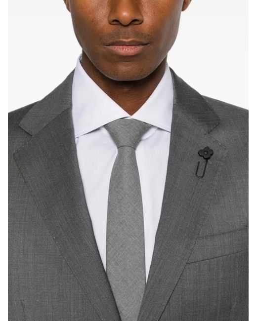 Lardini Gray Notched-Lapels Single-Breasted Suit for men
