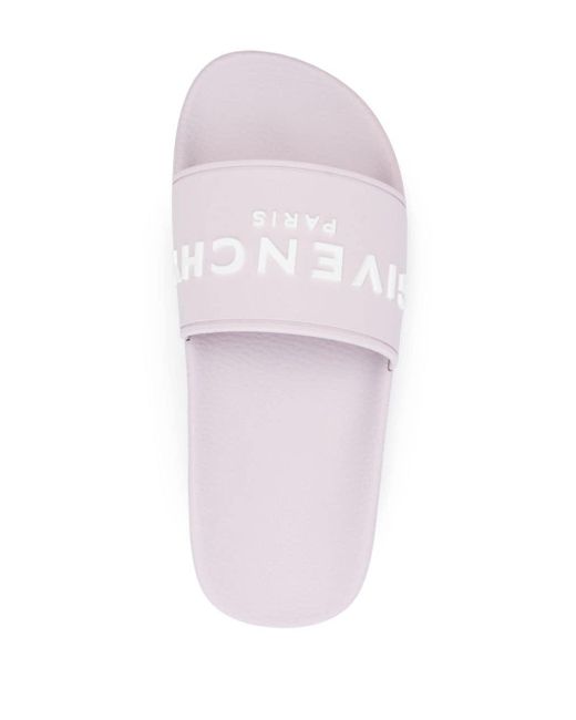 Sandali slides con logo goffrato di Givenchy in Pink