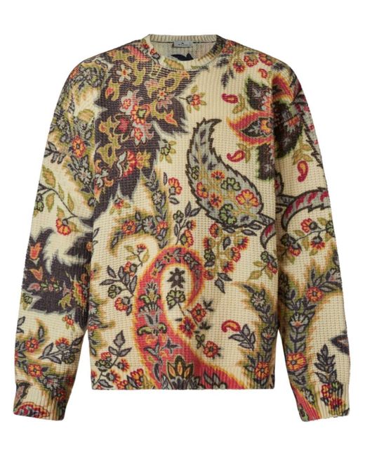 Etro Intarsien-Pullover mit Paisleymuster in Natural für Herren