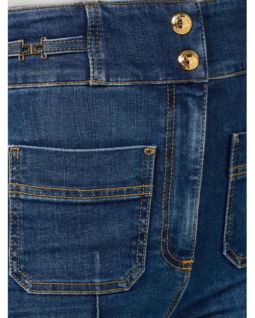 Elisabetta Franchi Blue Boot-Cut Jeans With Logo Details