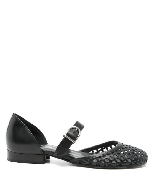 DURAZZI MILANO Black Cut Out-Detail Ballet Flats