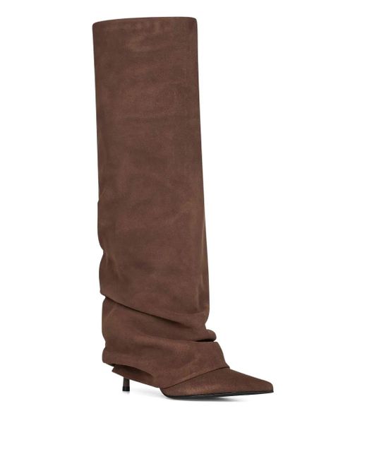 Le Silla Brown 85 Mm Draped-Cuff Leather Boots