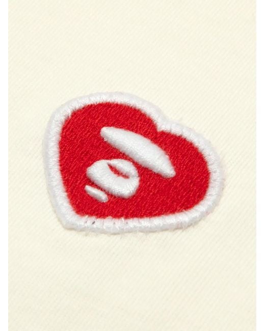 Aape By A Bathing Ape Pink Aapenow Raglan-Sleeve Heart-Patch T-Shirt for men
