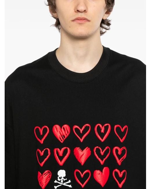 Mastermind Japan Black Hearts Skull Graphic T-Shirt for men