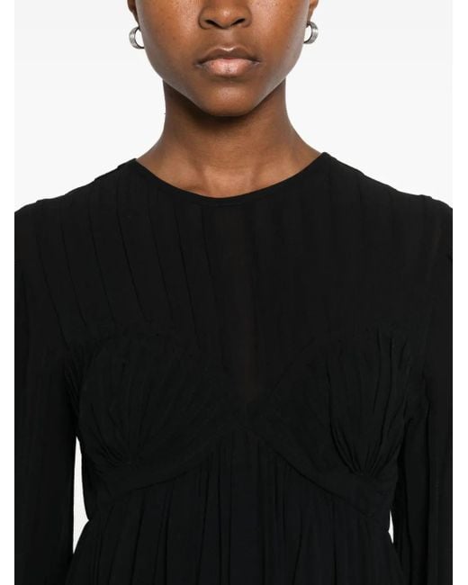 Farm Rio Black Pleated Midi Dress