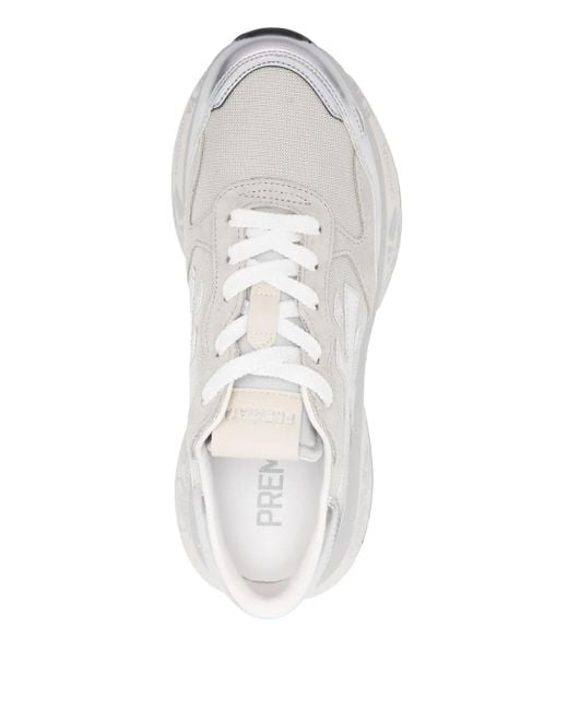 Premiata White Lauryn Metallic-Finish Panelled Sneakers