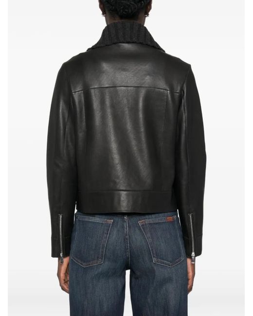 The Jackie Leathers Black Veste En Cuir À Fermeture Zippée