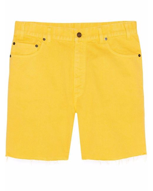 Saint Laurent Yellow Mid-rise Denim Shorts for men