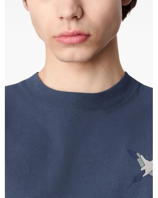Axel Arigato Blue Micro Bee Bird Embroidered T-Shirt for men