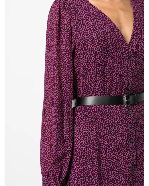 MICHAEL Michael Kors Purple Belted-Waist Midi Dress
