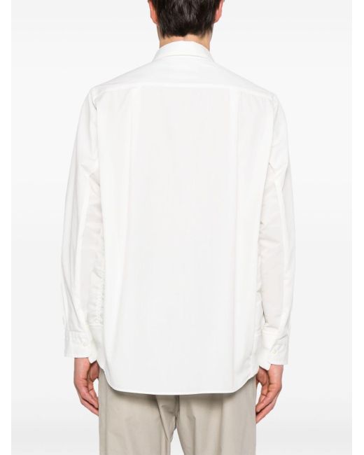 Sacai White Ribbed-panelling Poplin Shirt for men