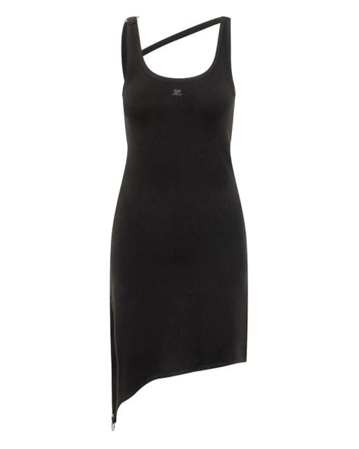 Courreges Black Minikleid mit asymmetrischem Riemen