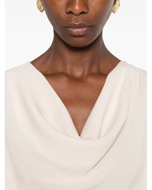 Max Mara Natural Cowl-Neck Silk Blouse