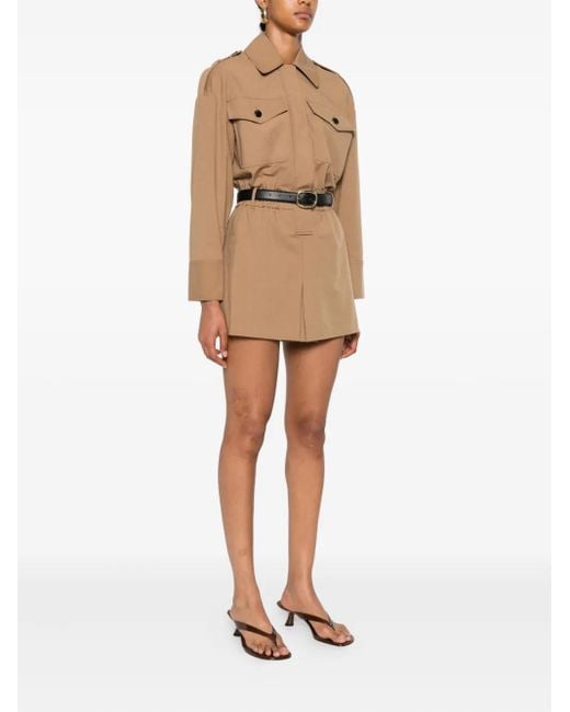Self-Portrait Natural Belted Pocketed Playsuit