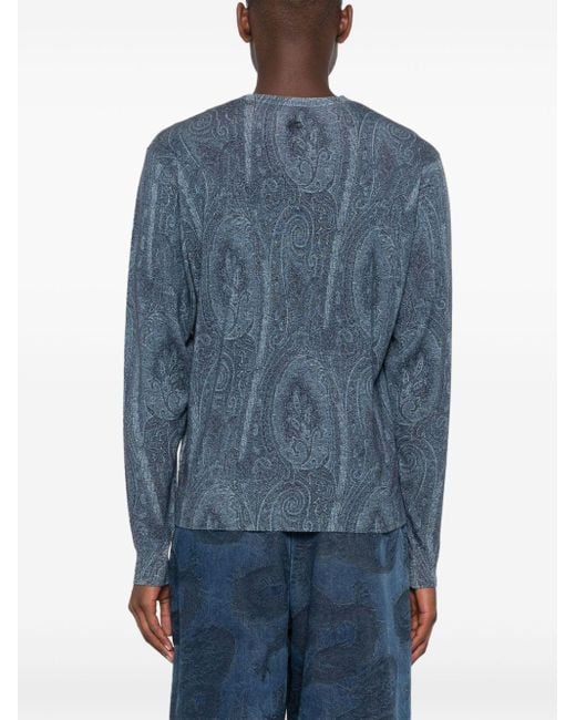 Etro Blue Paisley Sweater for men