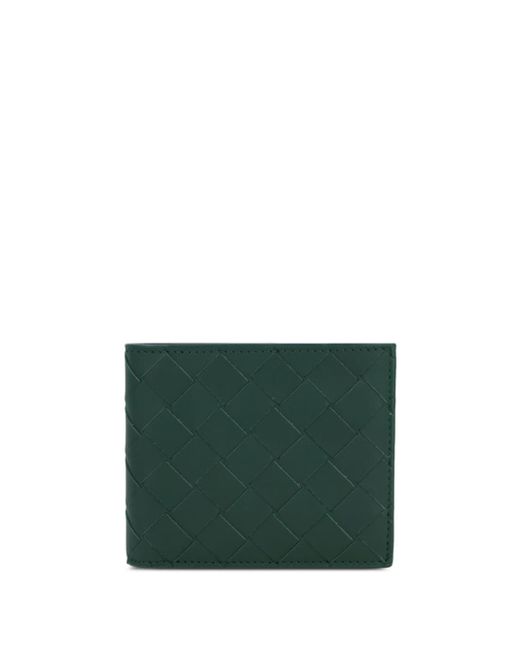 Bottega Veneta Green Intrecciato Bi-fold Leather Cardholder for men