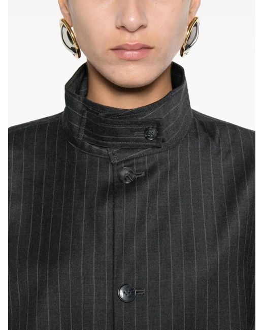 AYA MUSE Black Pinstriped Bomber Jacket