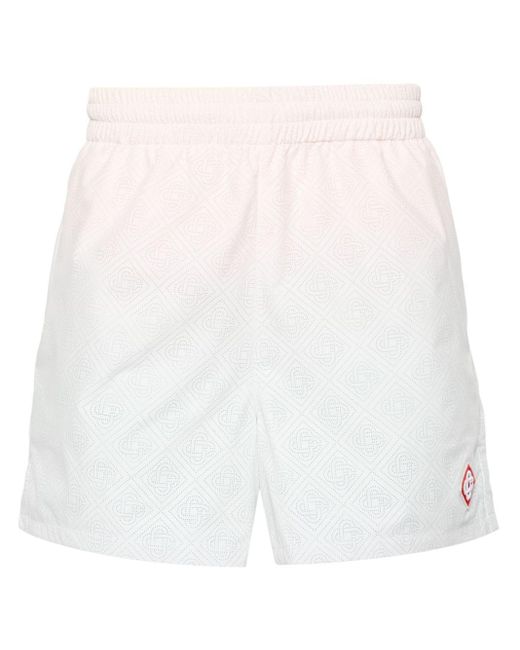 Casablancabrand White Perforated-monogram Gradient Shorts for men