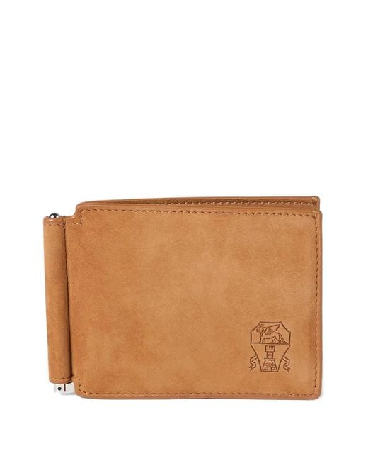 Brunello Cucinelli Brown Nubuck Money Clip Wallet for men