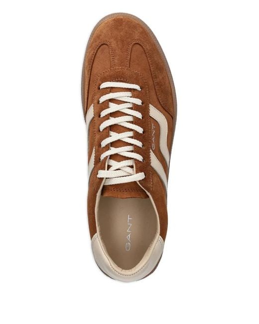 Gant Brown Stripe-Detail Panelled Sneakers for men