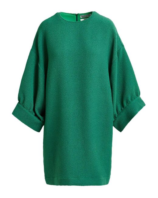 Essentiel Antwerp Green Dot-Pattern Crew-Neck Mini Dress