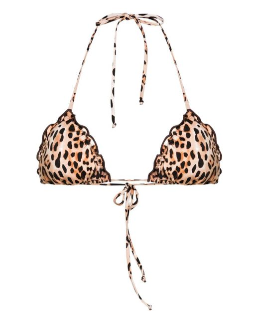 Mc2 Saint Barth Metallic Sagittarius Leopard-print Bikini Top