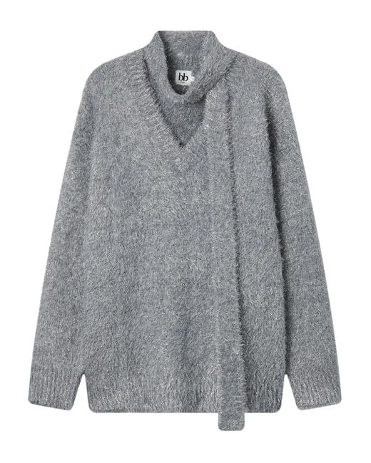 B+ AB Trui Met V-Hals En Sjaal in het Gray