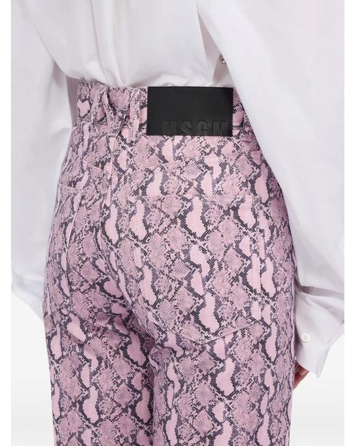 MSGM Purple Animal-Print Trousers