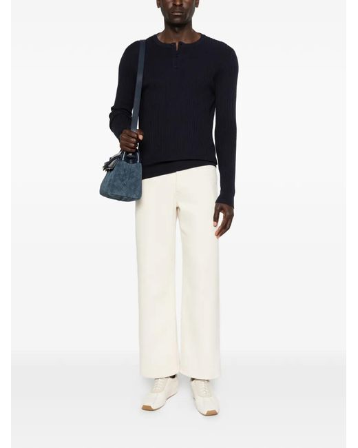 Diana Studio Blue Quarter-Button Sweater for men