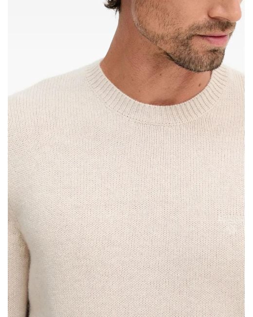 Barbour White Crew-Neck Sweater for men
