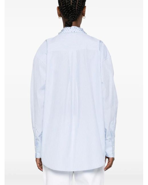 Fabiana Filippi White Crystal-Embellished Striped Shirt