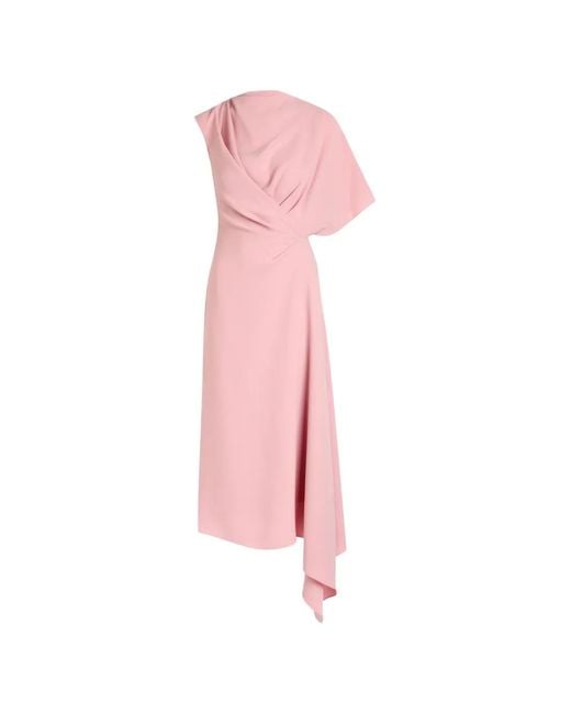 Roksanda Pink Elva Draped Asymmetric Midi Dress