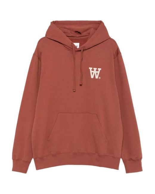 WOOD WOOD Red Wwcass Aa Logo-Print Hoodie for men