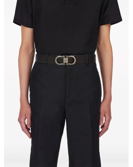Ferragamo Black Gacini Leather Belt for men
