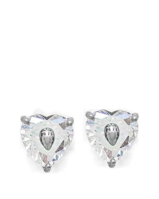 Kurt Geiger White Eagle-Head Heart-Cut Earrings
