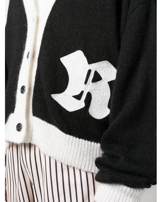 ROUGH Black Logo-Patch Button-Up Cardigan for men