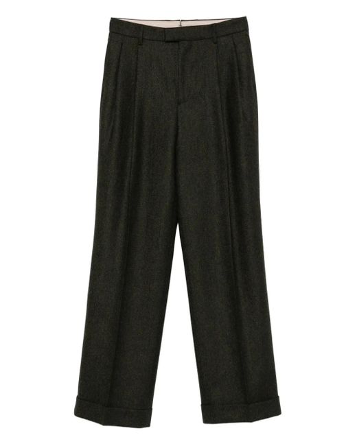 Berwich Black Pleated-Details Trousers