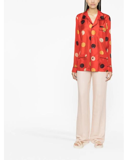 Aspesi Red Dot-Print Silk Shirt