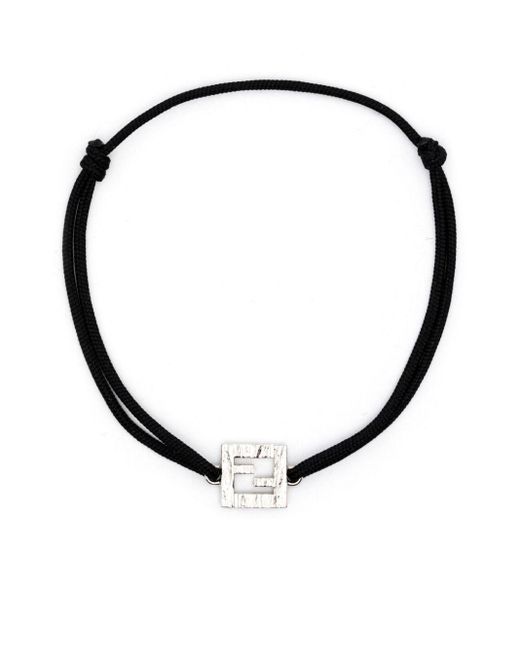 Fendi Black Ff Ribbon Bracelet for men