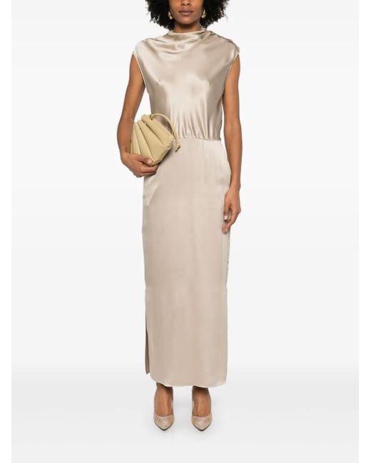 Giorgio Armani Natural Tie-Shoulder Gown