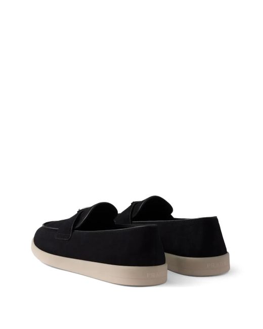 Prada Black Soft Suede Loafers for men