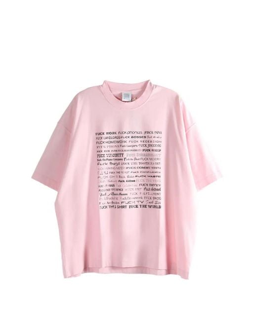 Vetements Pink Graphic T-Shirt for men