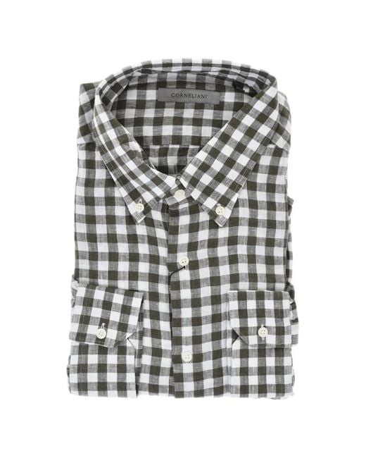 Corneliani Gray Checked Shirt for men