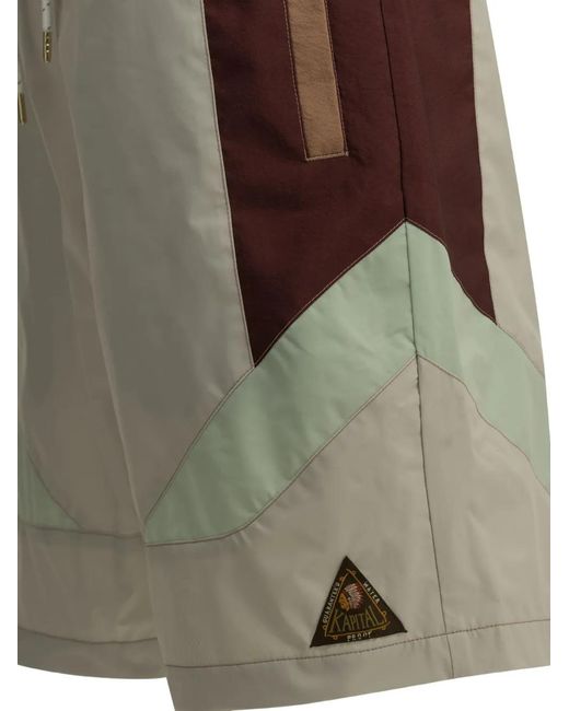 Kapital Green Shaka Colour-Block Swim Shorts for men